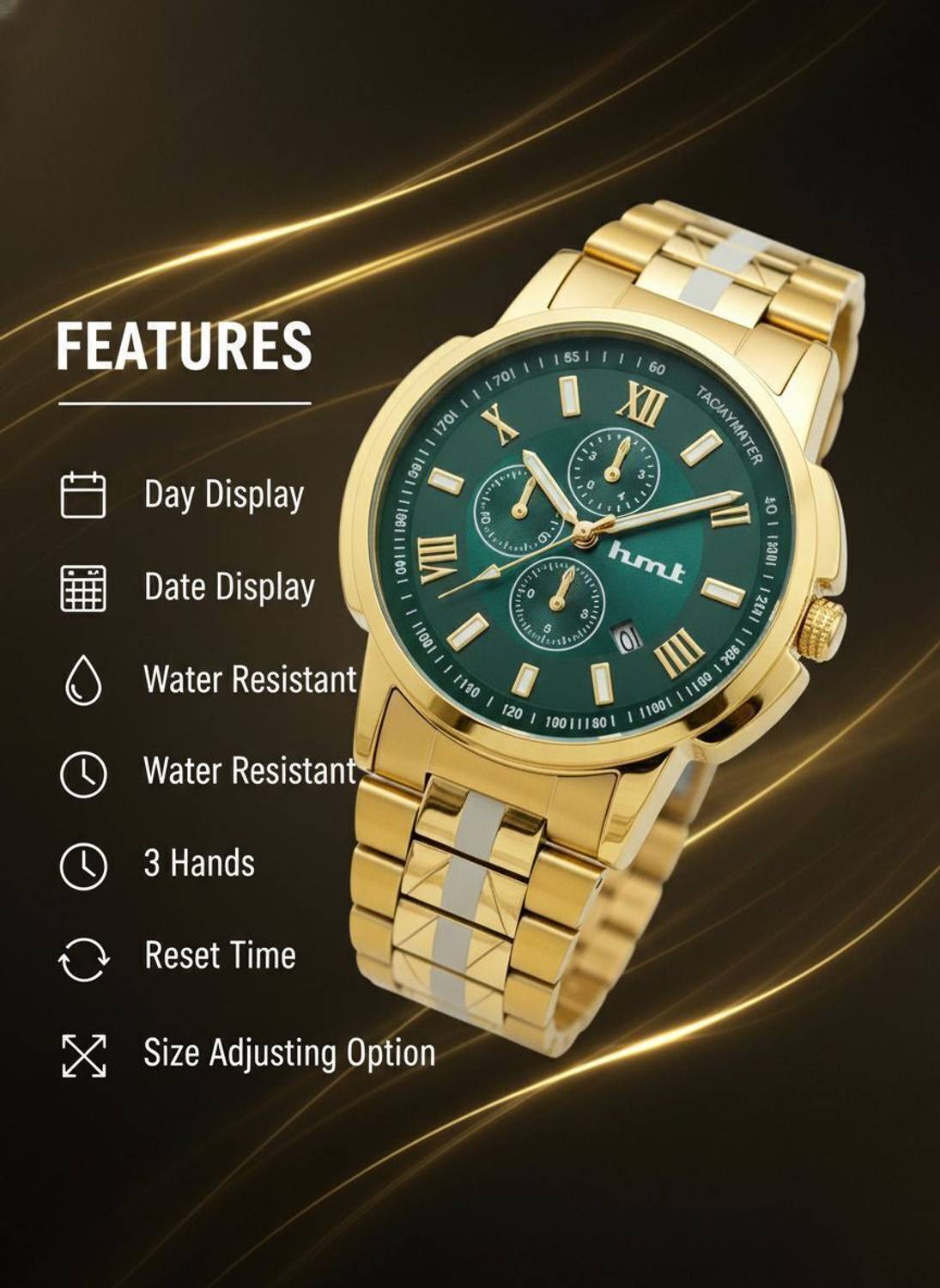 Hmrt Analog Watch - For Men - Mar_SMW-440GP-Two Tone - Image 5