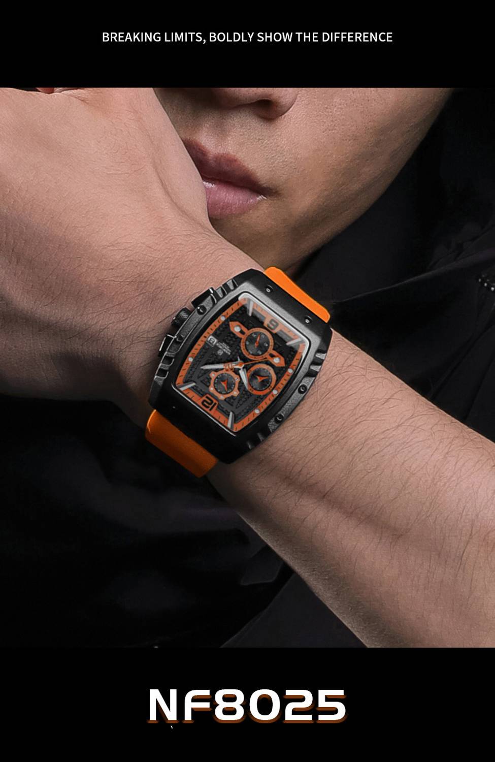 NAVIFORCE 8025 Orange Chronograph Watch - Image 5