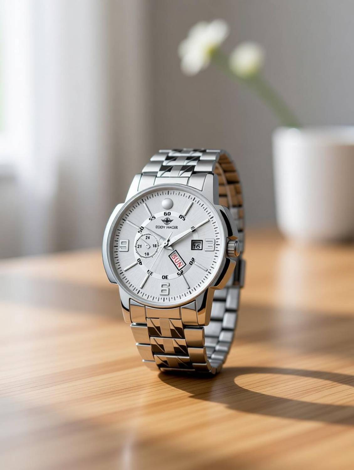 ShopGlobal EH-226-SL Silver Men's Watch - Image 1
