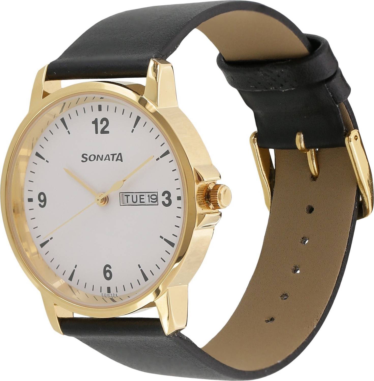 SONATA NP77083YL01W Stainless Steel Analog Watch, White Dial, Black - Image 5