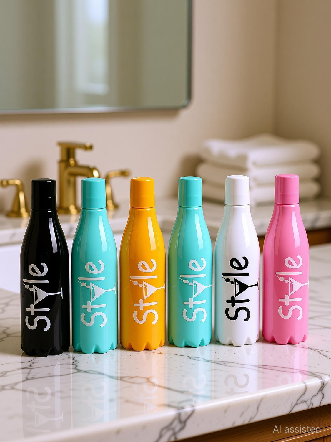 AneriDEALS Pack of 6 Style Printed Multicolor Water Bottle for Fridge, for Home Office Gym School Boy 1000 ml Bottle Plastic