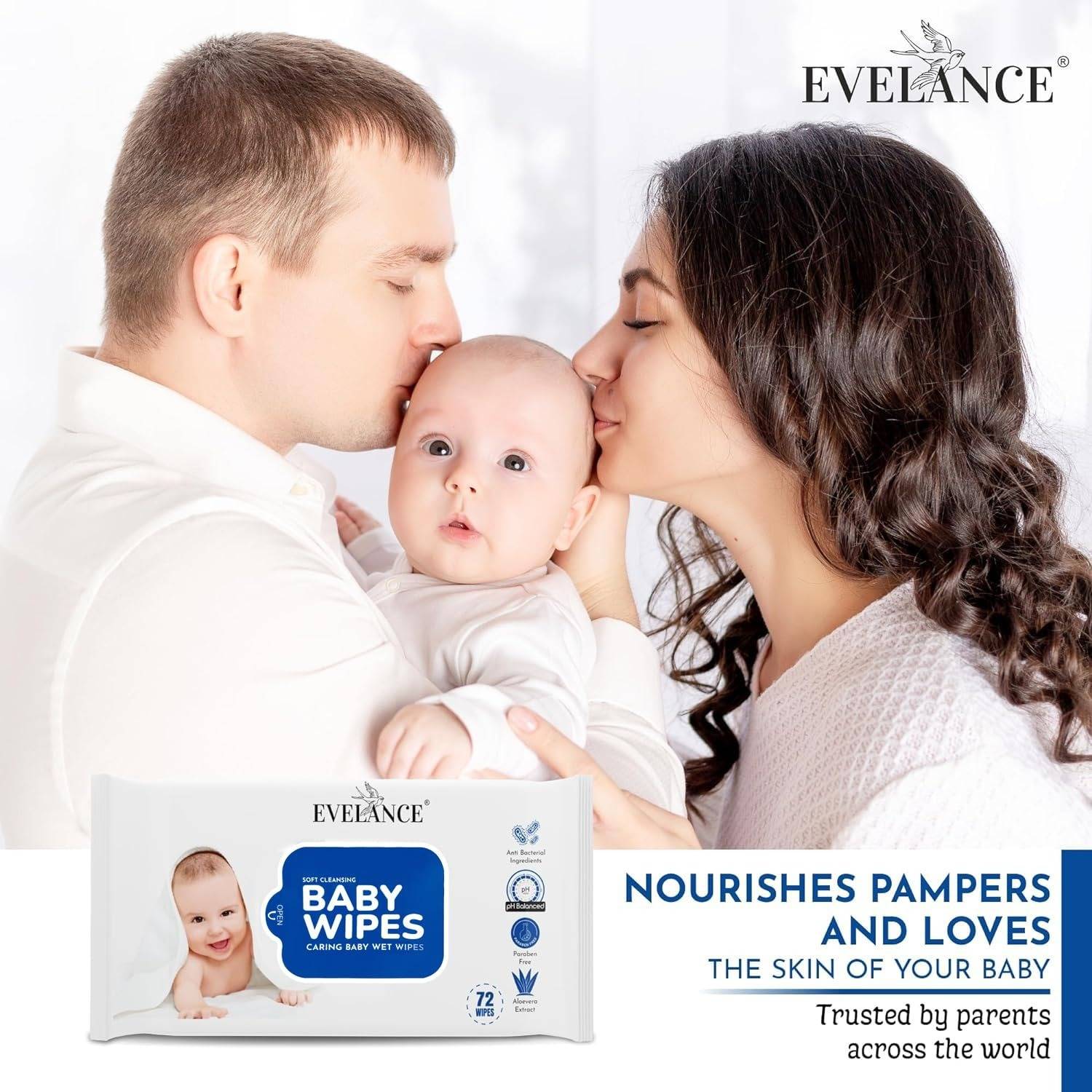 Evelance Baby Wipes 72 Sheets Pack of 3 - Image 2