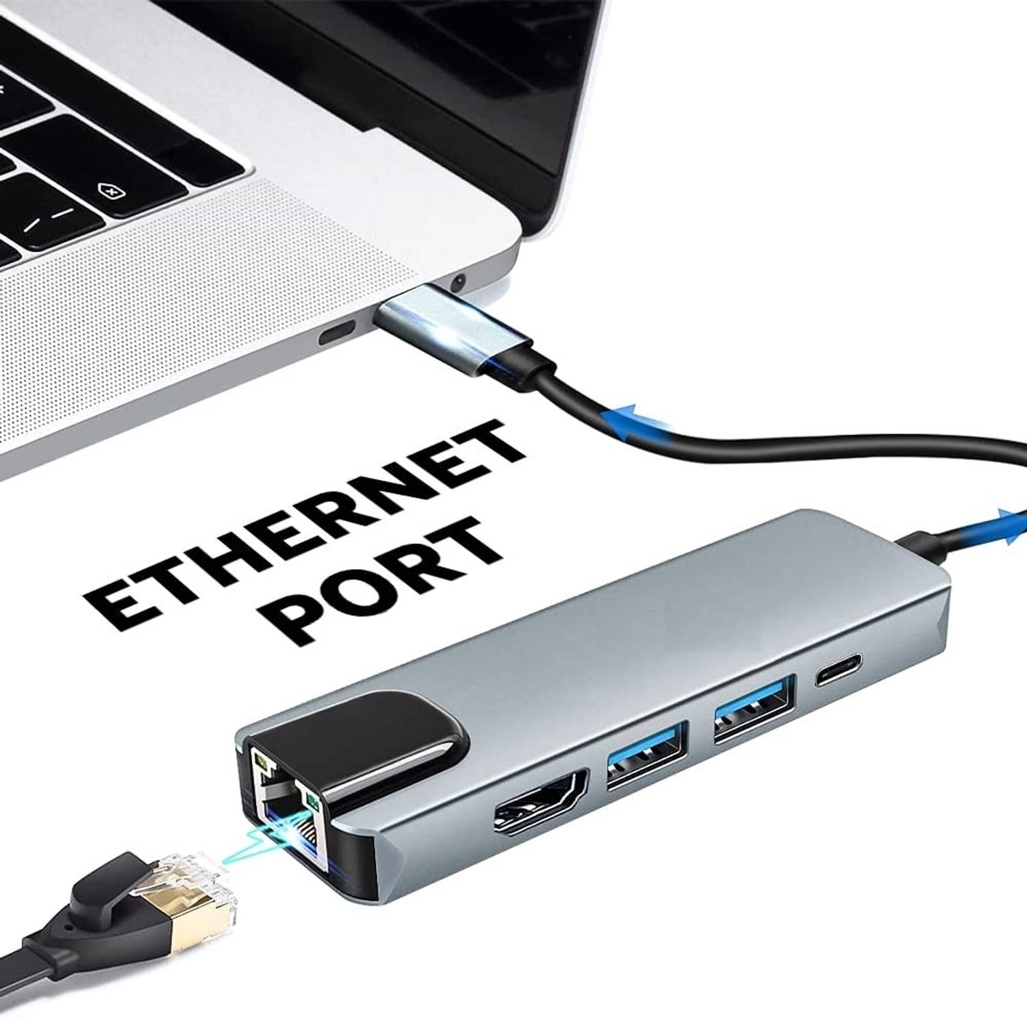 xenee 5-in-1 USB Type-C Docking Station, Silver - Image 3