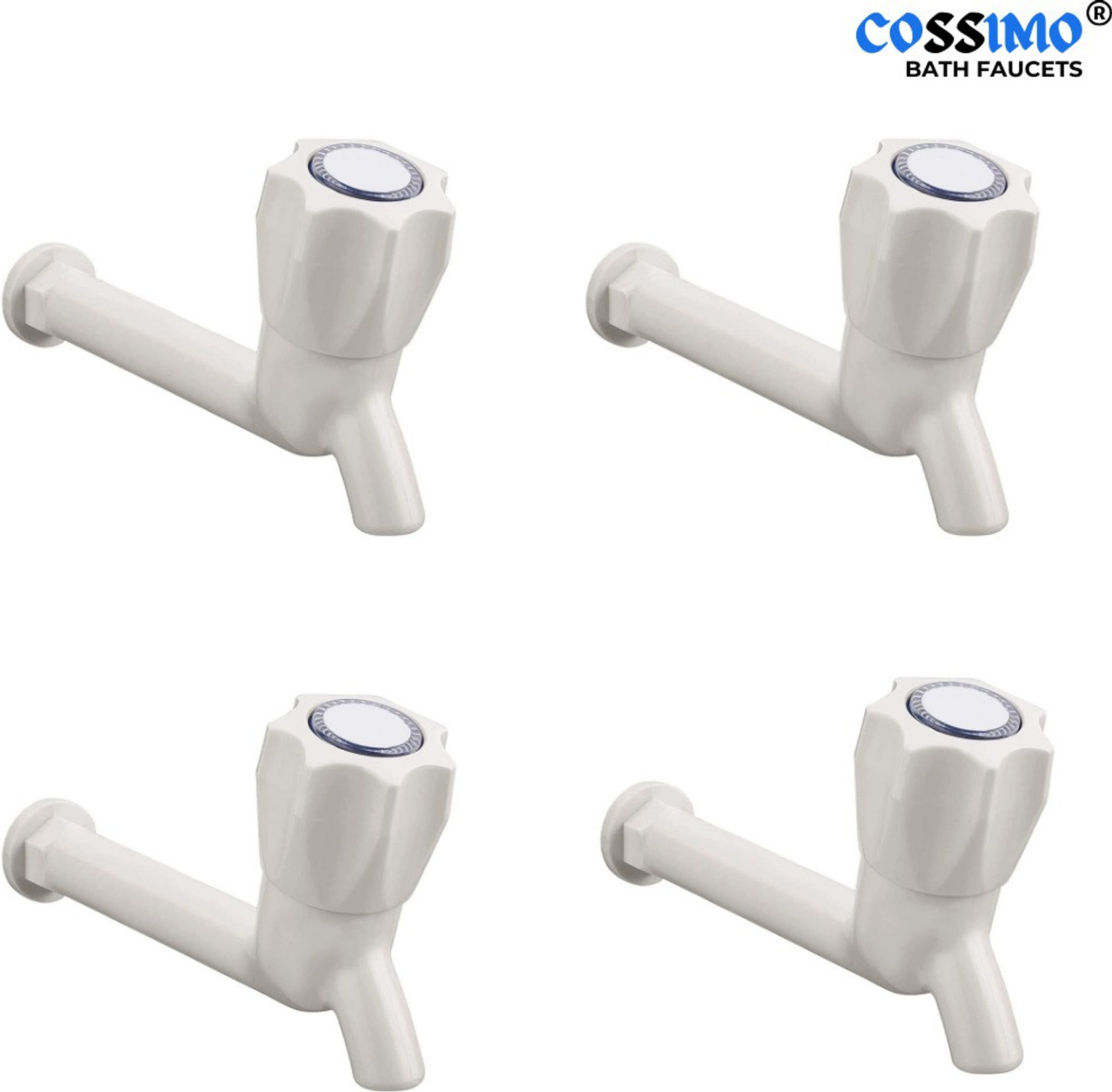 BATHONIX Polo PVC Plastic Long Bib Taps For Bathroom (Pack of 4) Bib Tap Faucet