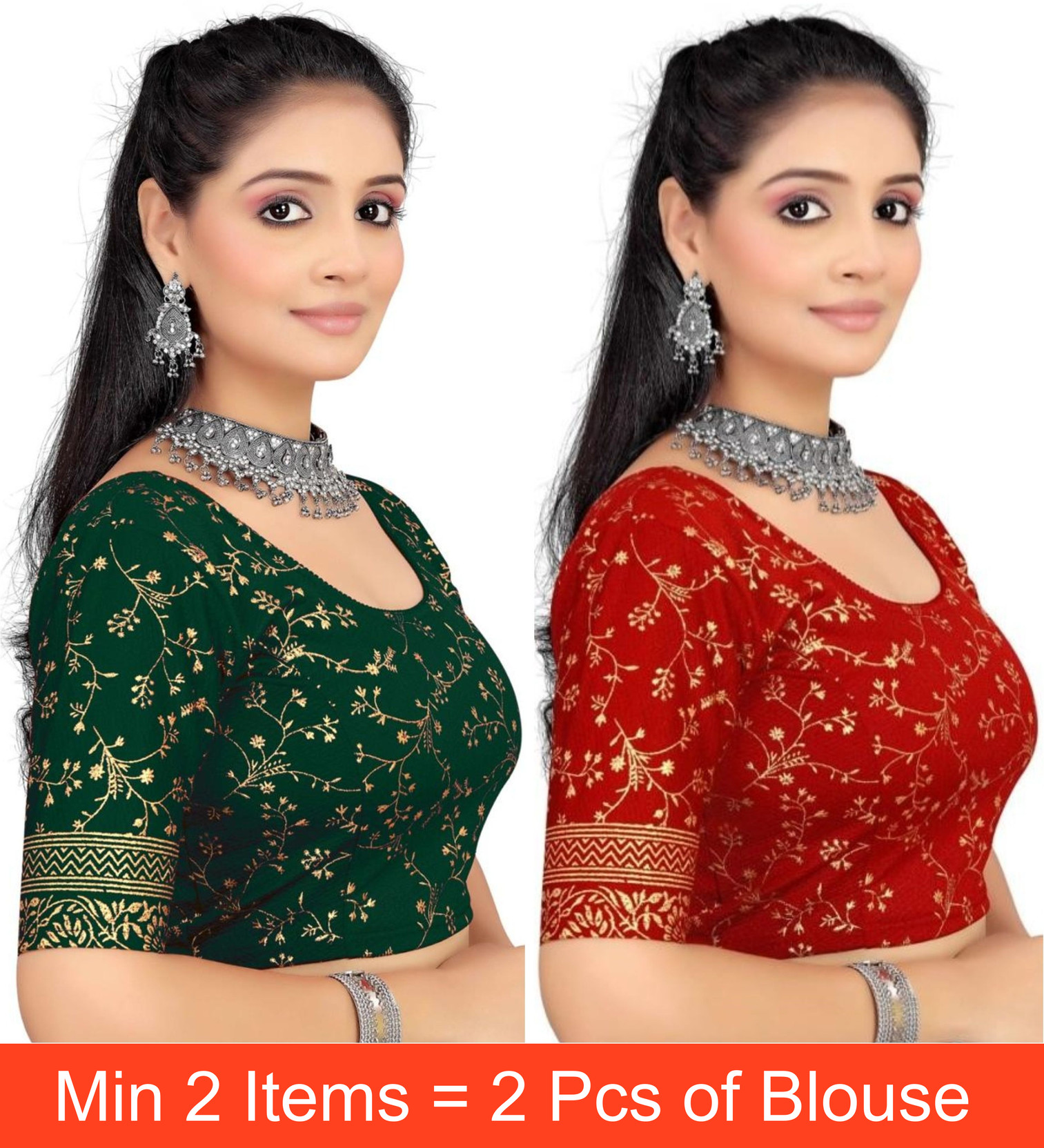 Women Round Neck Half Sleeve Blouse