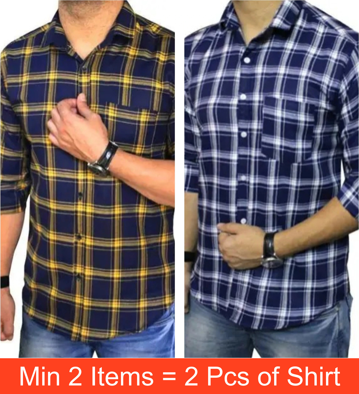 Mark Leurent Men Checkered Casual Blue, Yellow, White Shirt