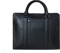 Elan Leather Brief 17 inch Laptop Messenger Bag Black