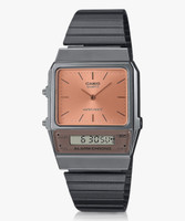CASIO AQ-800ECGG-4ADF Vintage Peach Dial Grey Stainless Steel Band Analog-Digital Watch  - For Men & Women