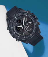 CASIO Edifice Black Dial Black Resin Strap Analog-Digital Watch  - For Men