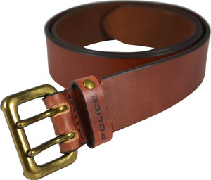 Police Men Tan Genuine Leather Belt