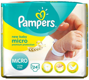Pampers New Baby Micro Diapers - 24Pc (1-2.5Kg) - Micro - Buy 24
