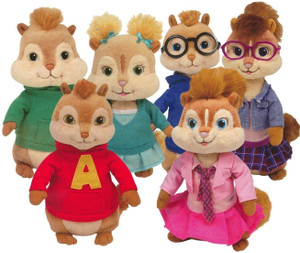 TY Beanie Babies - Alvin & The Chipmunks ( Complete Set Of 6 ) - 3.4