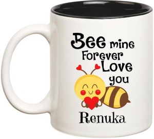 HUPPME Love You Renuka Bee mine Forever Inner Black Ceramic Coffee Mug  Price in India - Buy HUPPME Love You Renuka Bee mine Forever Inner Black  Ceramic Coffee Mug online at 