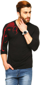 TRIPR Printed Men V Neck Black T-Shirt 