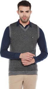 V-neck Casual Men Grey Sweater 