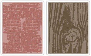 Sizzix Texture Fades Embossing Folders 2PK Bricked & Woodgrain Set by Tim Holtz 