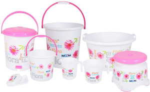 NAYASA Flora Bathroom Set ( 8 Pcs Set ) 20 L Plastic Bucket Price in ...