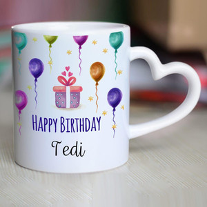 CHANAKYA Happy Birthday Tedi Heart Handle ceramic mug Ceramic Coffee Mug Price in India
