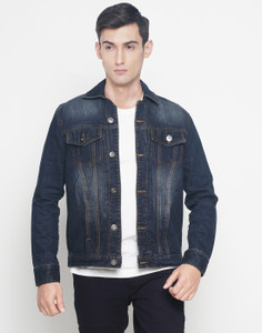 Sleeve Solid Men Denim Jacket 