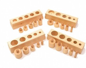 Family Set mini Knobbed Cylinder Blocks Details about    Montessori Sensorial Material 