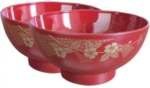 2 Bowls /& 2 Lids ZIYUMI Traditional Japanese Bowls Lightweight Rice//Miso Soup Bowls with Lid Black /& Red Color