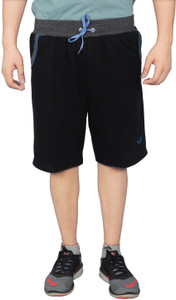 NNN Solid Men Black Bermuda Shorts 