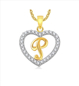 Dazzling Alphabet 'P' Letter Heart Locket