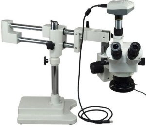 OMAX 5X-80X Boom Stand Trinocular Zoom Stereo Microscope with 144 LED Light 
