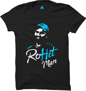 Printed Men Round Neck Black T-Shirt
