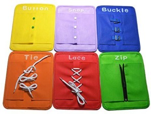 Kids Learn to Zip Button Snap Buckle Tie Lace Plate Developmental Toy 