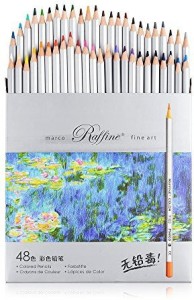 Colored Pencils Marco Raffine Fine 48 Colors Art Drawing Pencil 7100-48CB Set Non-Toxic Wooden for Adult Coloring 