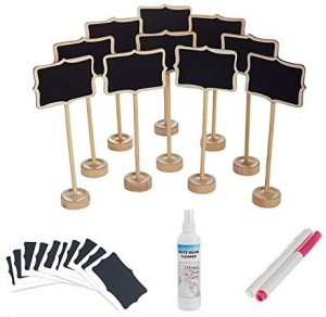officematters Mini Chalkboard with Stand for Message Board Signs Rectangle Pack of 10 