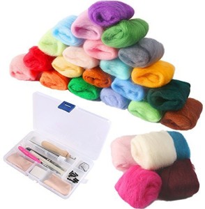 NaisiCore Needle Felting Kit DIY Wool Roving Felting Set with 40 Colors Roving Wool Material Felting Needles Kit Tool Needle Felting Starter Kit for Hand Spinning DIY Craft Projects 