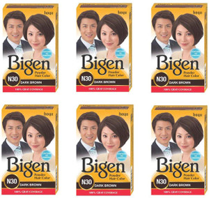 Bigen Long Lasting Powder Hair Colour For Men And Women - 6g Each - ( Combo Pack / Set Of 6 ) Ammonia Free Hair Color , DARK BROWN - N30 - Bigen Long Lasting Powder Hair Colour For Men And Women - 6g Each - ( Combo Pack / Set Of 6 ) Ammonia Free Hair Color , DARK BROWN - N30 -