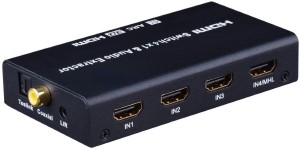 ARC iArkPower 3 Port 4K@60Hz HDMI Switch with Optical SPDIF & RCA L/R Audio Out HDR 3 in 1 Out HDMI Audio Extractor Splitter with Remote 18Gbps UHD Supports 4Kx2K 