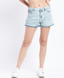 fbb Solid Women Grey Denim Shorts 