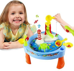 Generic JIACHENGTOYS FACTORY Water Play Table Toy Fishing Game Splash  Waterpark with Accessories and Music Shine for Kids 3+, 30*29*17Cm, Small  Size - JIACHENGTOYS FACTORY Water Play Table Toy Fishing Game Splash