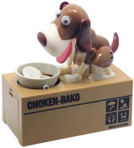 Frdun Hungry Dog Piggy Bank,Little Dog Puggy Bank alimentato a batteria robotizzata giocattolo salvadanaio per bambini 