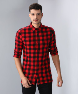 Red and black check shirt flipkart Clearance