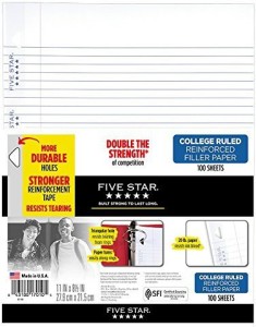 62349 College Rule 8-1/2 x 11 Filler Paper 500 Sheets Per Pack 1 Pack Loose-Leaf Paper for 3-Ring Binders 3-Hole Punched ,White 