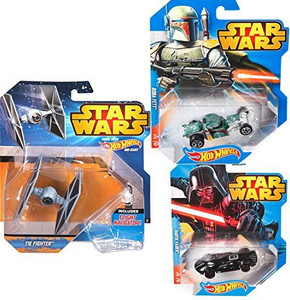HOT WHEELS Star Wars Dark Darth Vader Tie Fighter Ship Villain Character Car Set Star Ship