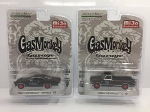 2012-Current TV Series 1/64 Diecast Model Cars Greenlight 51120 1967 Chevrolet Impala SS and 1968 Chevrolet C-10 Pickup Truck Black Set of 2 Cars Gas Monkey Garage