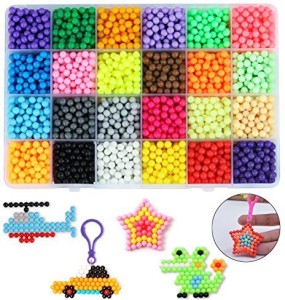 6 Glow in Dark Complete Pack Vytung Water Fuse Bead 3600 Beads 24 Colors 148 Designs Spray and Stick Refill Beads for Kids Beginners Activity Pack 