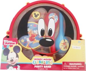 Disney Minnie Mouse Clubhouse Party Band 10 piece Set 1 Drum 1 Whistle 1 Flute Tambourine 2 Maracas 2 Sticks 2 Castanets Kids Musical Educational Toy Gift. 