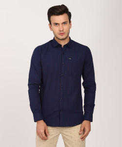 DUKE Men Self Design Casual Blue Shirt 