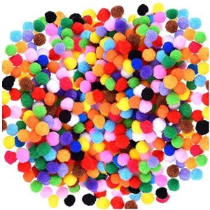 Acerich 1600 Pcs Assorted Sizes Multicolor Pompoms Arts and Crafts Fuzzy Glitter Pom Poms Balls with 4 Sizes Wiggle Eyes for DIY Creative Crafts Decorations 