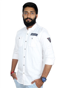 Rajputana Men Solid Casual White Shirt 
