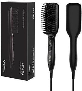 O'bella Hair Straightener Brush-Dual Voltage Fast Heating Mini Straightening  Brush with 