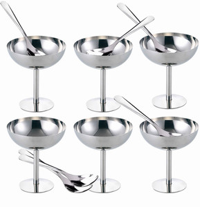 Elegance Stainless Steel Dessert Bowl with Spoon