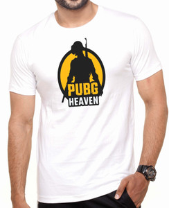 Print Men Round or Crew White T-Shirt 